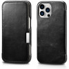 Θήκη iPhone 16 Pro iCarer Vintage Series Side-Open Flip Σκληρή Δερμάτινη με MagSafe - Black (WMI16240714-BK)