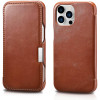 Θήκη iPhone 16 Pro iCarer Vintage Series Side-Open Flip Σκληρή Δερμάτινη με MagSafe - Retro Brown (WMI16240714-SN)