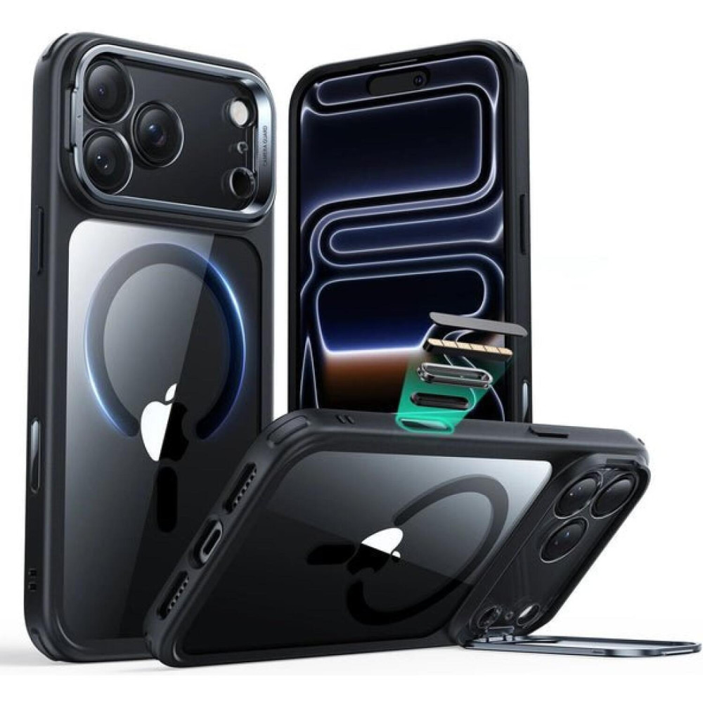 Θήκη iPhone 17 Pro ESR Classic Hybrid Magnetic with Stash Stand Ανθεκτική με MagSafe / Kickstand & Κάλυμμα για Camera Control - Clear / Black (4894240283356)