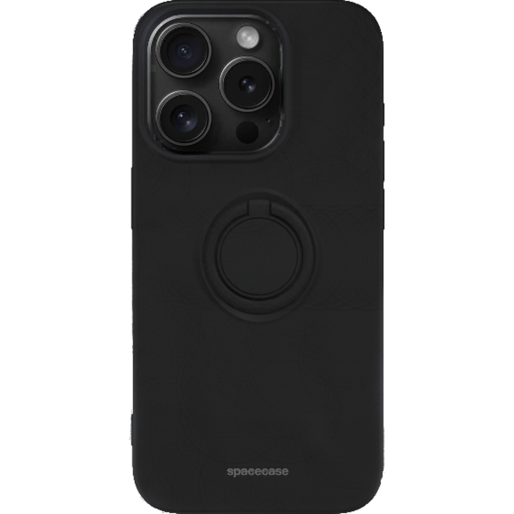 Θήκη iPhone 14 Pro Spacecase Silicone Ring Σιλικόνης με Μεταλλικό Μαγνητικό Ring Holder - Black (5905719013530)