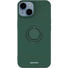 Θήκη iPhone 14 Spacecase Silicone Ring Σιλικόνης με Μεταλλικό Μαγνητικό Ring Holder - Dark Green (5905719013523)