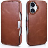 Θήκη iPhone 16 iCarer Vintage Series Side-Open Flip Σκληρή Δερμάτινη με MagSafe - Retro Brown (WMI16240713-SN)