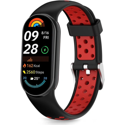 Λουράκι Xiaomi Smart Band 10 / 10 NFC / 9 / 9 NFC / 8 / 8 NFC Tech-Protect Iconband Air Σιλικόνης - Black / Red (5906302331369)