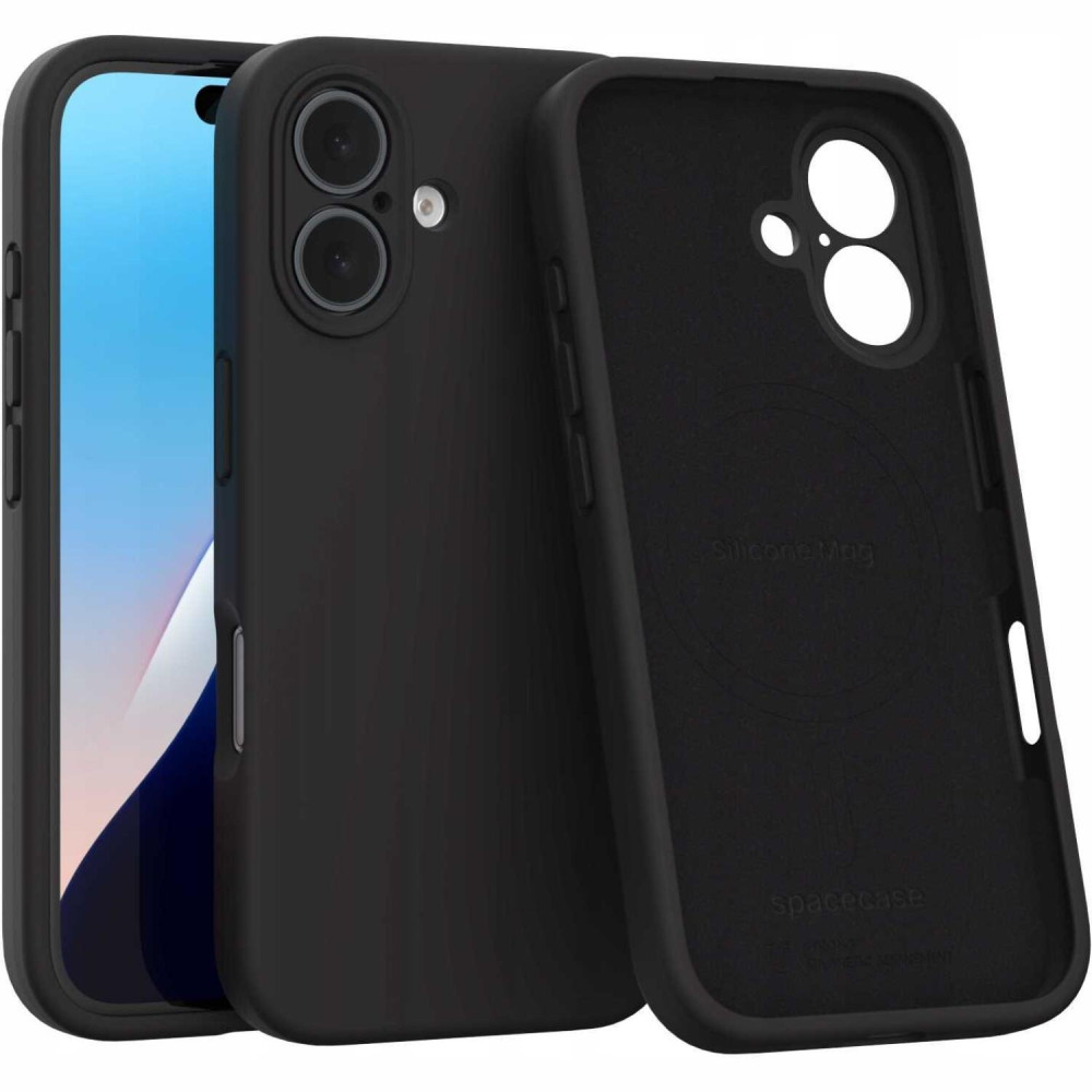 Θήκη iPhone 16 Spacecase Silicone Mag Case Σιλικόνης με MagSafe - Black (5905719137953)