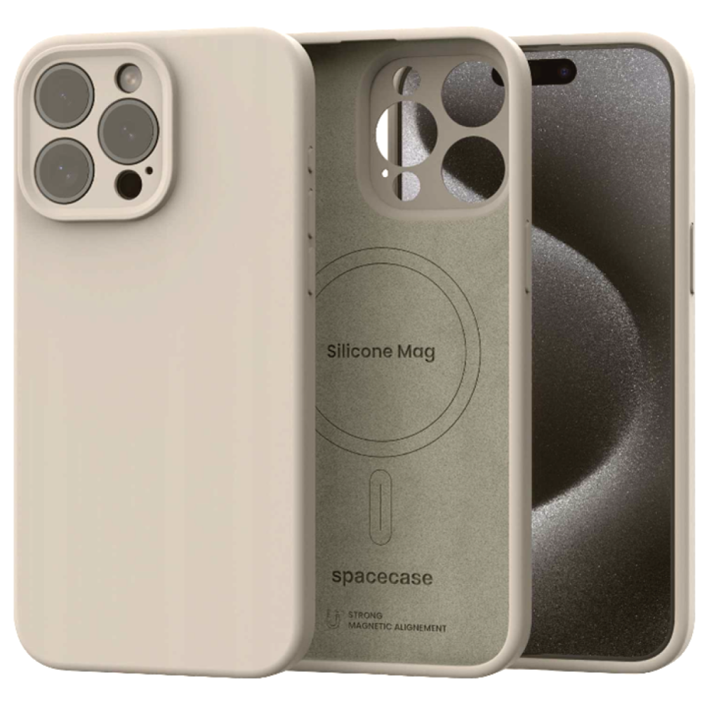 Θήκη iPhone 15 Pro Max Spacecase Silicone Mag Case Σιλικόνης με MagSafe - Stone (5905719137892)
