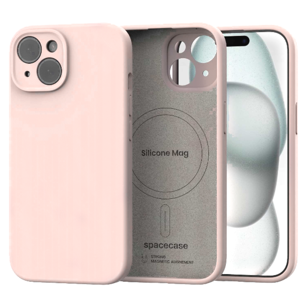 Θήκη iPhone 15 Spacecase Silicone Mag Case Σιλικόνης με MagSafe - Baby Pink (5905719137786)