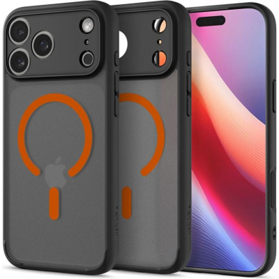 Θήκη iPhone 17 Pro Max Spigen Ultra Hybrid MagFit Ανθεκτική Σκληρή με MagSafe - Frost Black / Orange (ACS10482)
