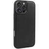 Θήκη iPhone 16 Pro Max iCarer Leather TPU Back Cover Δερμάτινη με TPU Bumper & MagSafe - Black (WMI16250901-BK)