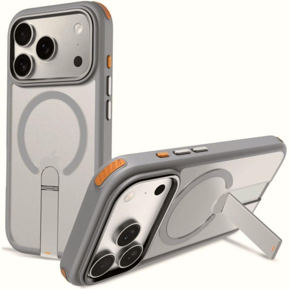 Θήκη iPhone 17 Pro Max Prodigee Formula K1 Ημιδιάφανη Ανθεκτική με MagSafe & KickStand - Grey (IPH17P-6.9-FRMK-GRY)