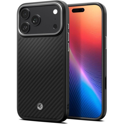 Θήκη iPhone 17 Pro Max Spigen Enzo Aramid T MagFit Ανθεκτική με MagSafe / Κάλυμμα για Camera Control & TPU Bumper 1500D - Black / Silver (ACS09905)