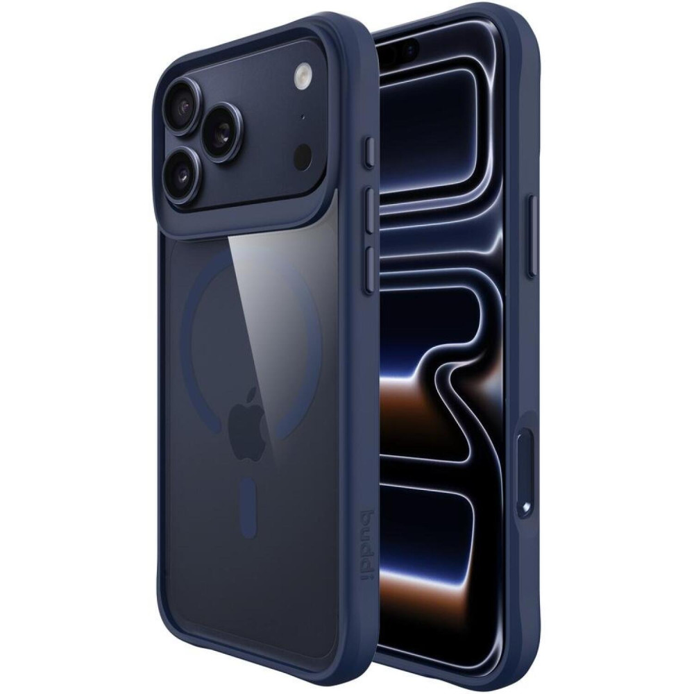 Θήκη iPhone 17 Pro Buddi Hybrid Σκληρή Διάφανη με MagSafe - Transparent / Blue (8719246492471)