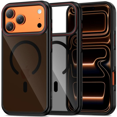 Θήκη iPhone 17 Pro Max Tech-Protect MagHybrid Ημιδιάφανη Σκληρή με MagSafe & TPU Bumper - Black / Red (5906302330447)