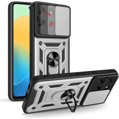 Θήκη Motorola Moto G86 / G86 Power Bodycell Armor Slide Ανθεκτική με Κάλυμμα για την Κάμερα & Μεταλλικό Ring Holder - Silver (5206015084881)