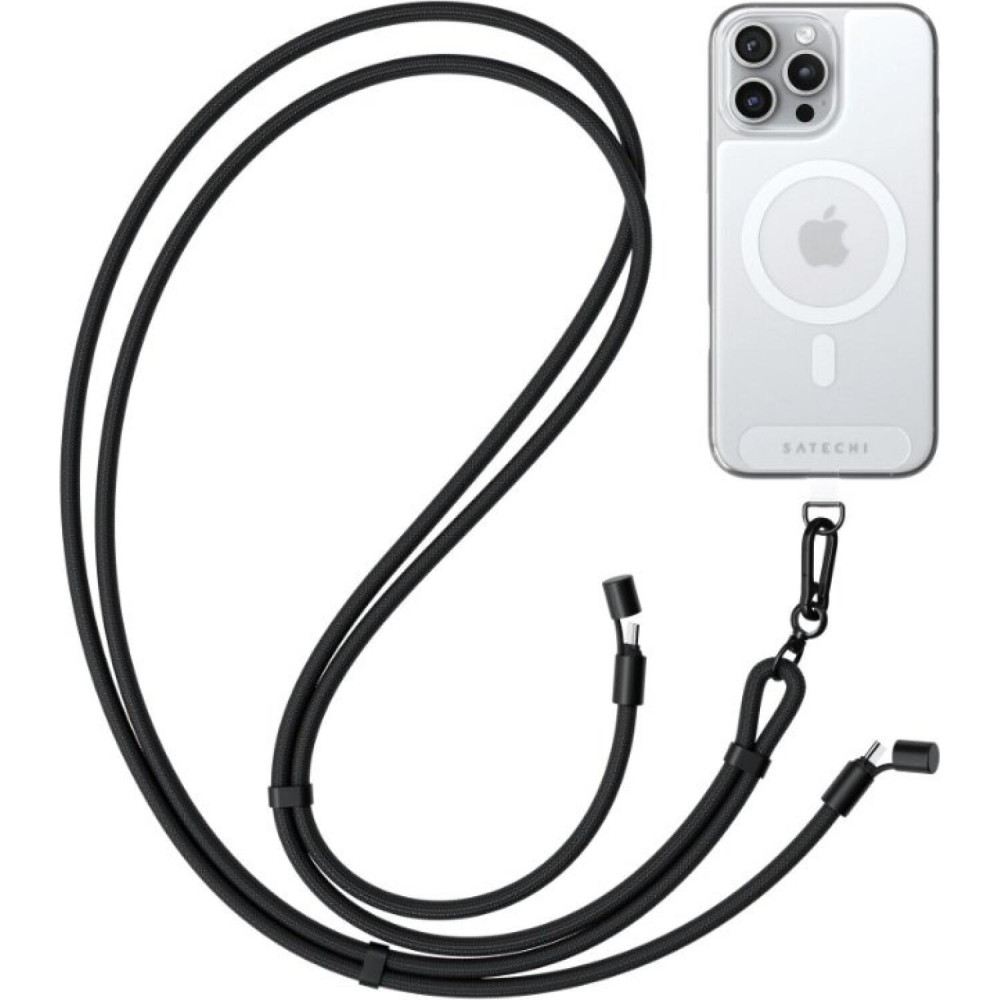 Λουράκι Λαιμού Satechi OntheGo για Θήκες Κινητών / Smartphones με Καλώδιο Type-C σε Type-C 150cm 60W - Black (ST-LOTGLK)