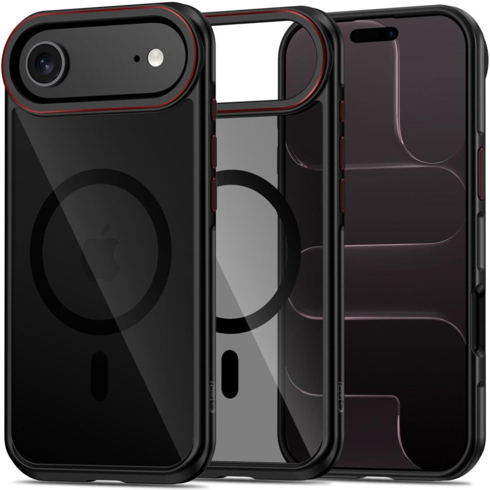 Θήκη iPhone Air Tech-Protect MagHybrid Ημιδιάφανη Σκληρή με MagSafe & TPU Bumper - Black / Red (5906302330423)