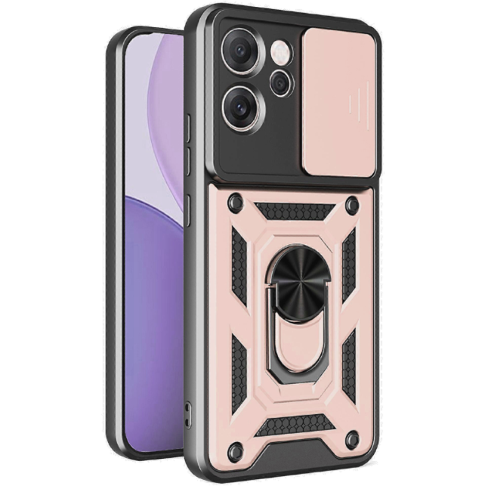 Θήκη Oppo Reno14 F / 14 FS Techsuit CamShield Ανθεκτική με Κάλυμμα για την Κάμερα & Μεταλλικό Ring Holder - Rose Gold (5949419334205)