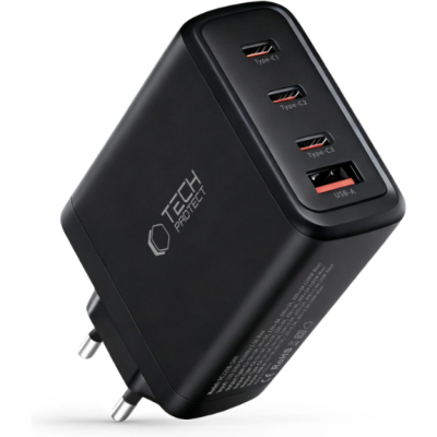 Φορτιστής Tech-Protect NC120W GaN Γρήγορος Ταξιδιού / Αντάπτορας με 1 x USB-A / 3 x Type-C 120W - Black (5906302335930)