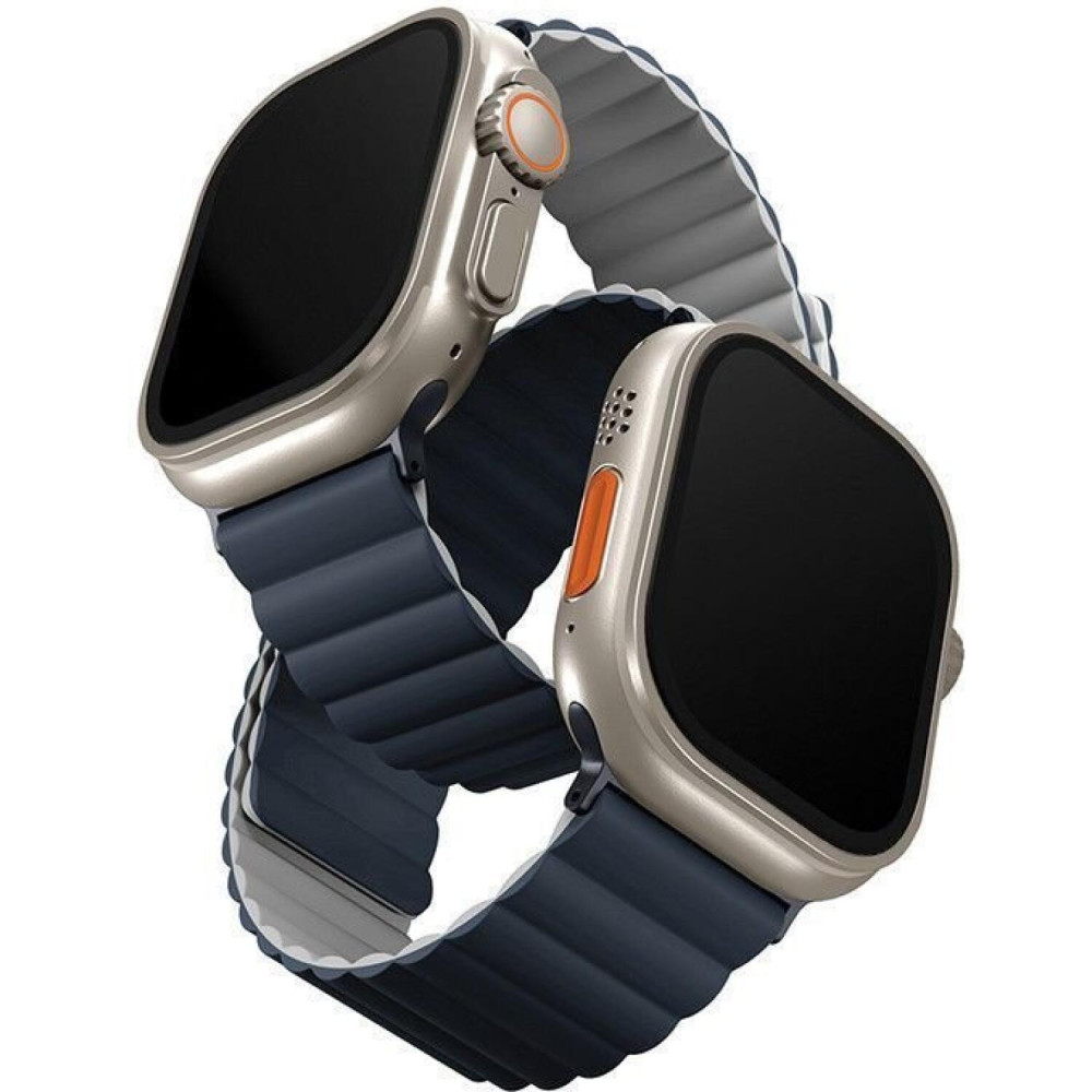 Λουράκι Apple Watch Ultra/SE/11/10/9/8/7/6/5/4 (49/46/45/44mm) Uniq Revix Αναστρέψιμο Μαγνητικό από Premium Σιλικόνη - Storm Blue / Chalk Grey (UNIQ-49MM-REVSBLUCGRY)