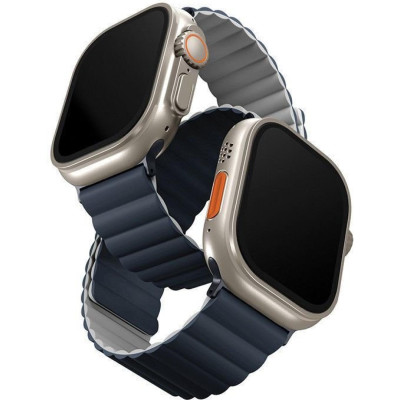 Λουράκι Apple Watch Ultra/SE/11/10/9/8/7/6/5/4 (49/46/45/44mm) Uniq Revix Αναστρέψιμο Μαγνητικό από Premium Σιλικόνη - Storm Blue / Chalk Grey (UNIQ-49MM-REVSBLUCGRY)