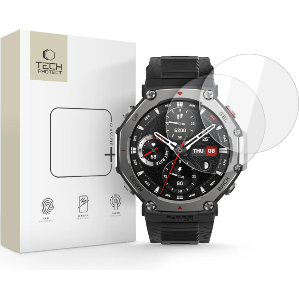 Tempered Glass Amazfit T-Rex 3 Pro 48mm Tech-Protect Glass Fit+ Αντιχαρακτικό Γυαλί Προστασίας Οθόνης 2 Τεμάχια - Clear (5906302333202)