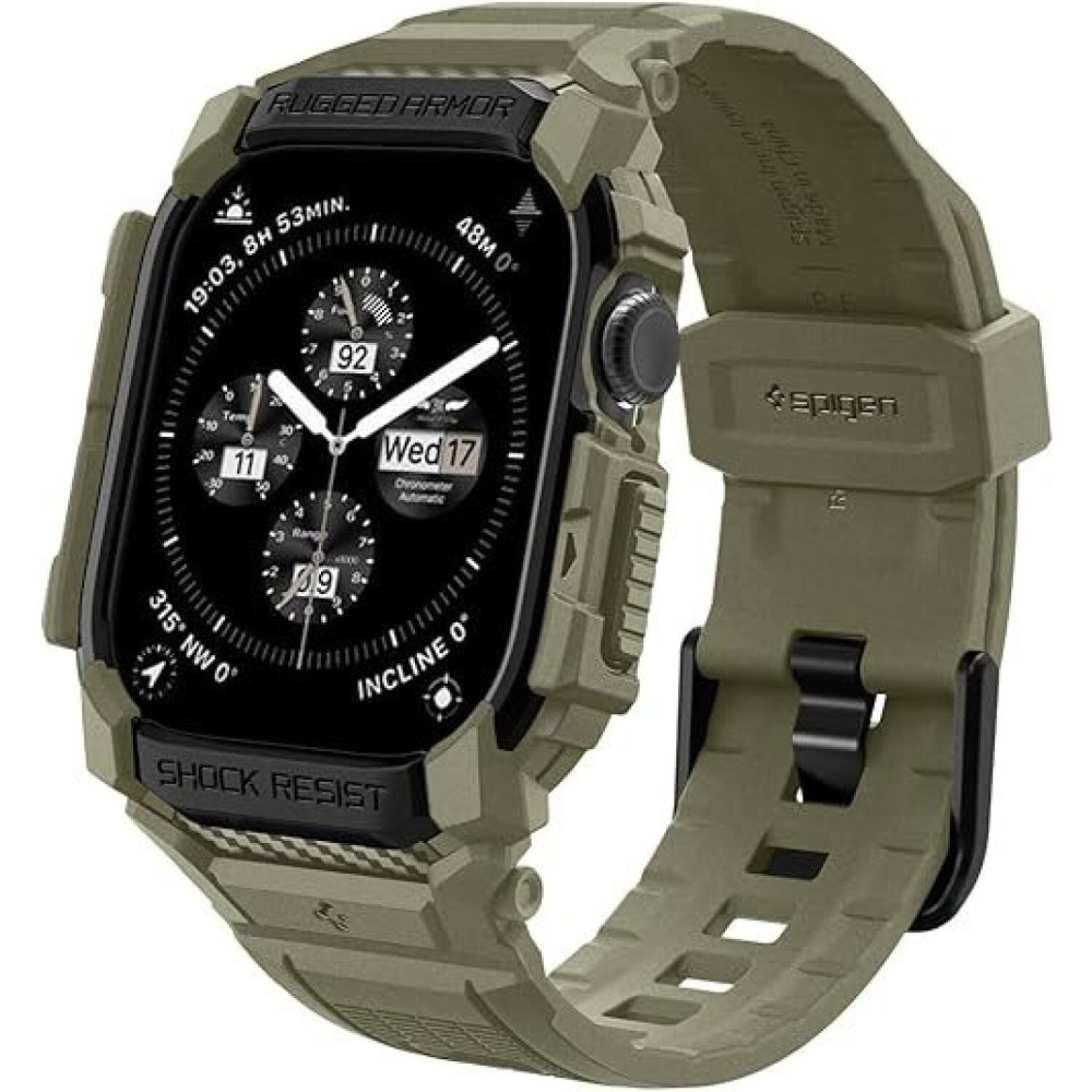 Θήκη Apple Watch 11 / 10 46mm Spigen Rugged Armor Pro Unibody Σιλικόνης - Vintage Khaki (ACS08608)