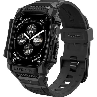 Θήκη Apple Watch 11 / 10 46mm Spigen Rugged Armor Pro Unibody Σιλικόνης - Matte Black (ACS08604)