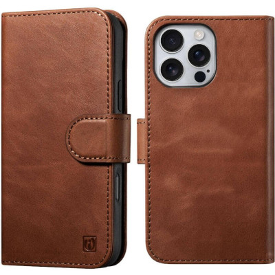 Θήκη iPhone 16 Pro iCarer Leather Detachable 2 in 1 Wallet Δερμάτινο Πορτοφόλι με RFID & MagSafe - Retro Brown (WMI16240720-SN)