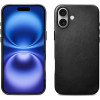 Θήκη iPhone 16 iCarer Leather Back Case With Camera Button Δερμάτινη με MagSafe & Πλαίσιο Κάμερας - Black (WMI16240701-BK)