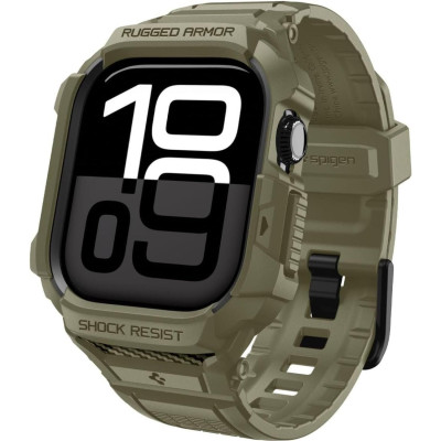 Θήκη Apple Watch 11 / 10 46mm Spigen Rugged Armor Pro 2 Unibody Σιλικόνης - Vintage Khaki (ACS10507)