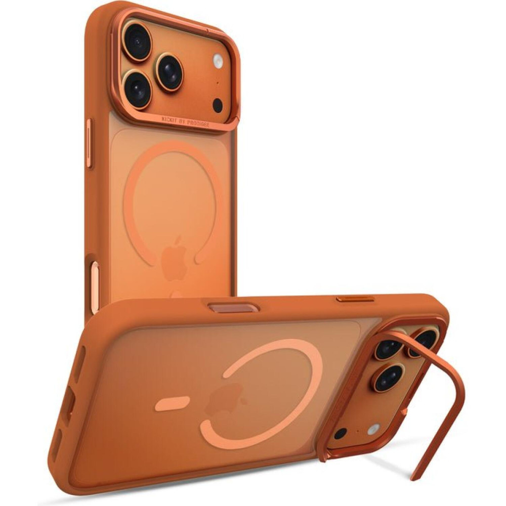 Θήκη iPhone 17 Pro Prodigee KickIt Διάφανη Ανθεκτική με MagSafe & KickStand - Orange (IPH17P-6.3-KICK-ORG)