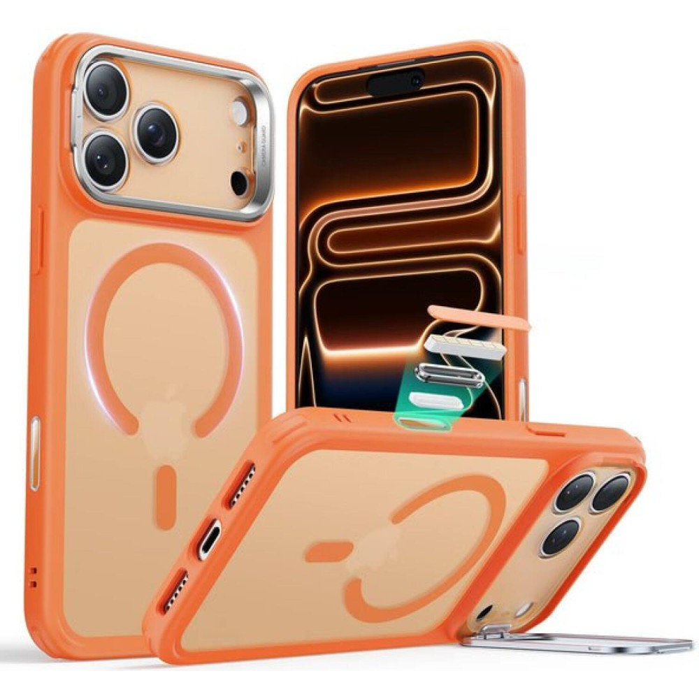 Θήκη iPhone 17 Pro ESR Classic Hybrid Magnetic with Stash Stand Ανθεκτική με MagSafe / Kickstand & Κάλυμμα για Camera Control - Frosted Orange (4894240291641)