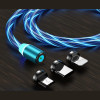 Καλώδιο Vivid LED Magnetic Cable Μαγνητικό Φόρτισης USB-A σε Type-C / Lightning / MicroUSB 100cm 2A - Blue (LQM-20240521-2)