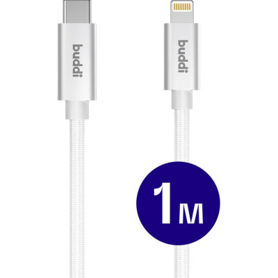 Καλώδιο Buddi Flex Φόρτισης & Μεταφοράς Δεδομένων Type-C σε Lightning 100cm 20W 5 Έτη Εγγύηση - White (8719246497414)
