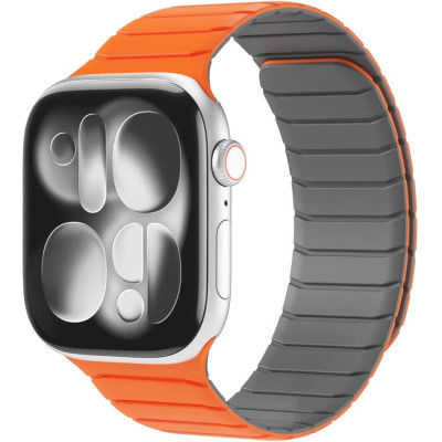 Λουράκι Apple Watch Ultra/SE/11/10/9/8/7/6/5/4 (49/46/45/44mm) Buddi Fuse Μαγνητικό Σιλικόνης - Orange (8719246551024)