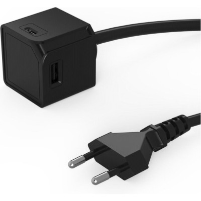 Φορτιστής Allocacoc PowerCube USBcube Extended USB A+C με Καλώδιο 150cm & 2 x USB-A / 2 x Type-C 3A - Black (10467BK/EUACMC)