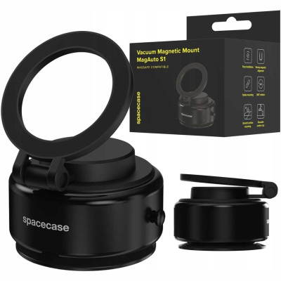 Βάση Κινητών Αυτοκινήτου Spacecase Vacuum Magnetic Mount MagAuto S1 με Βεντούζα & MagSafe για Παρμπρίζ και Λείες Επιφάνειες - Black (5905719132972)