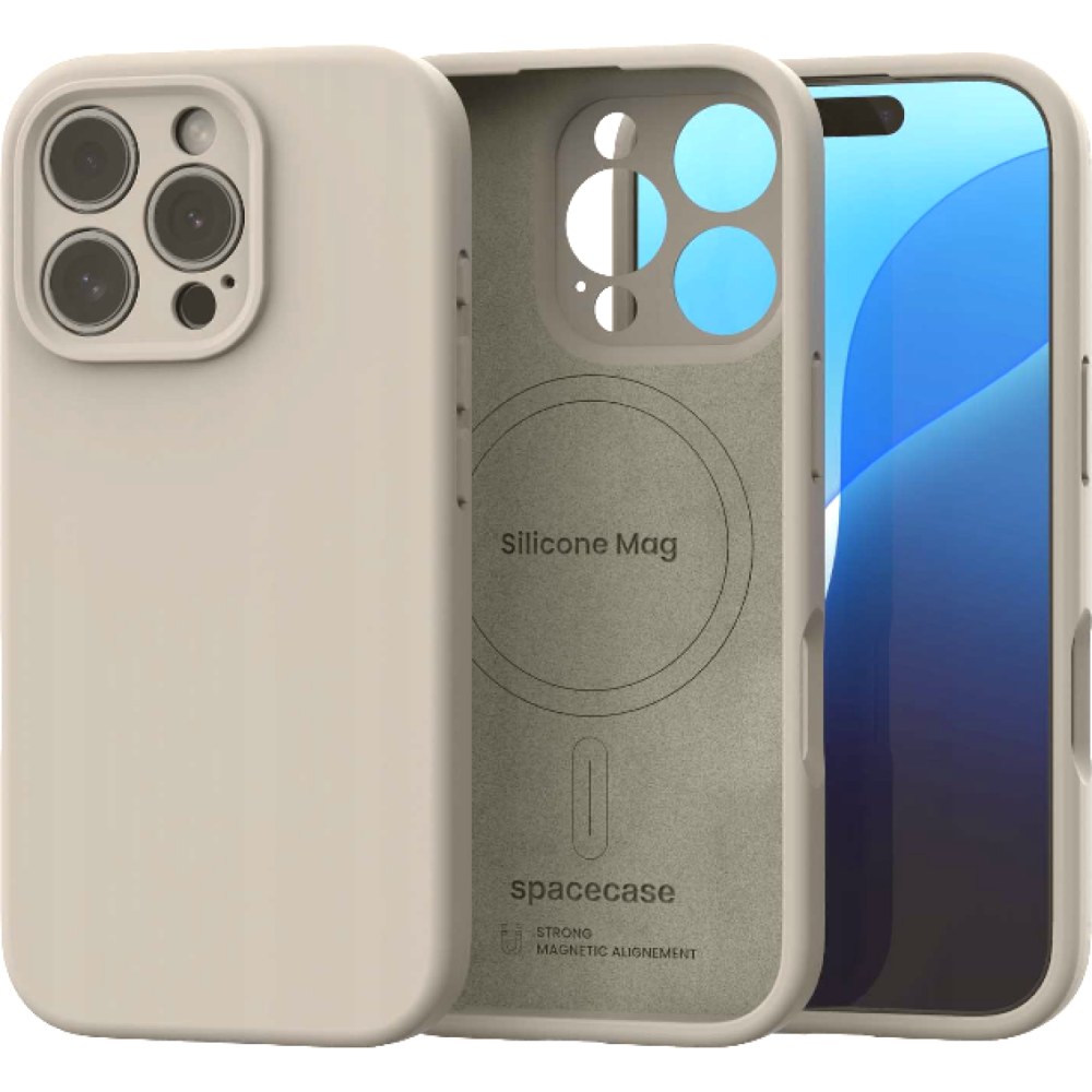 Θήκη iPhone 16 Pro Spacecase Silicone Mag Case Σιλικόνης με MagSafe - Stone (5905719119331)