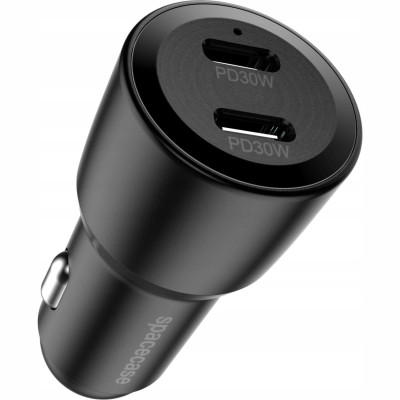 Φορτιστής Αυτοκινήτου Spacecase C60CC-13 Car Charger Γρήγορος με 2 x Type-C 60W - Black (5905719132347)