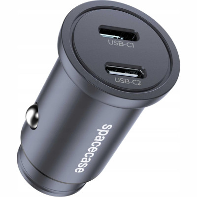 Φορτιστής Αυτοκινήτου Spacecase C30CC-12 Car Charger Γρήγορος με 2 x Type-C 30W - Black (5905719132361)