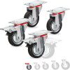 Ροδάκια Βαρέως Τύπου Relaxdays Σετ 4 Αθόρυβα Περιστρεφόμενα 75mm / Φορτίο 200 Kg / 2 x με Φρένα - Black (10031410_1256)