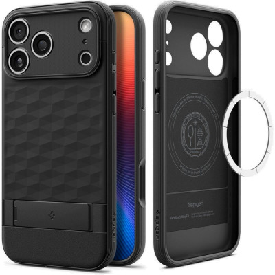 Θήκη iPhone 17 Pro Max Spigen Parallax S MagFit Ανθεκτική Σιλικόνης με MagSafe & KickStand - Matte Black (ACS09911)