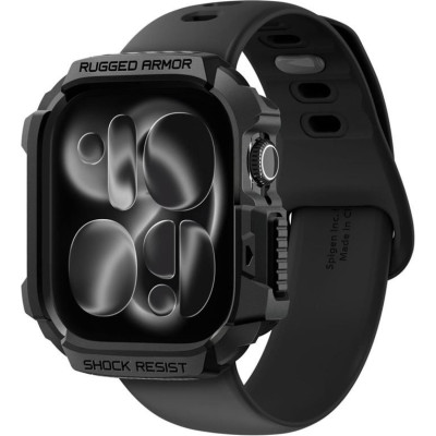 Θήκη Apple Watch 11 / 10 46mm Spigen Rugged Armor 2 Ανθεκτική Σιλικόνης - Matte Black (ACS10499)