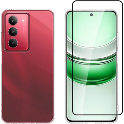 Θήκη & Tempered Glass Realme 14x 5G Vivid Set Gelly Case Σετ Διάφανη Σιλικόνης & Full Face Αντιχαρακτικό Γυαλί Προστασίας Οθόνης - Transparent / Black (VIGELLY450GLASSBK)