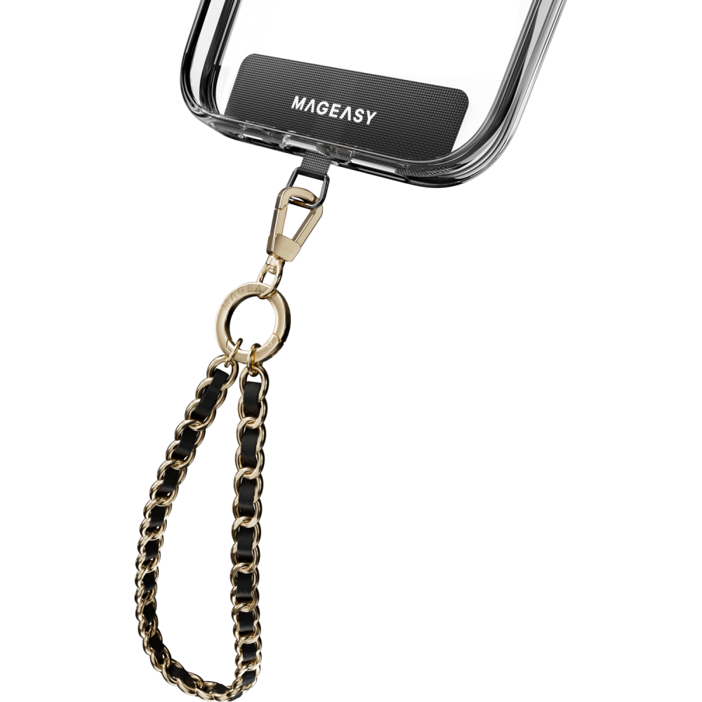 Λουράκι Χειρός MagEasy Chic Chain Wrist Strap & Strap Card 9mm Αποσπώμενο για Θήκες Κινητών / Smartphones - Black / Matte Gold (MPHIPH324BO24)