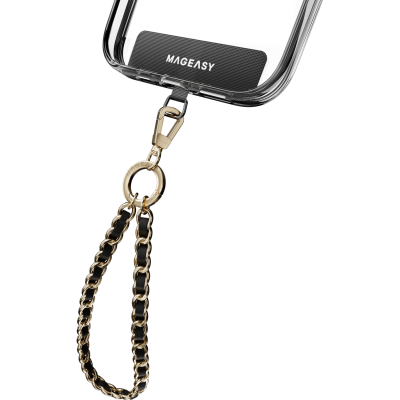 Λουράκι Χειρός MagEasy Chic Chain Wrist Strap & Strap Card 9mm Αποσπώμενο για Θήκες Κινητών / Smartphones - Black / Matte Gold (MPHIPH324BO24)