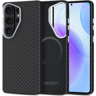 Θήκη Samsung Galaxy S26 Ultra Tech-Protect Ion Carbon Σκληρή με MagSafe - Black / Silver (5906302390526)