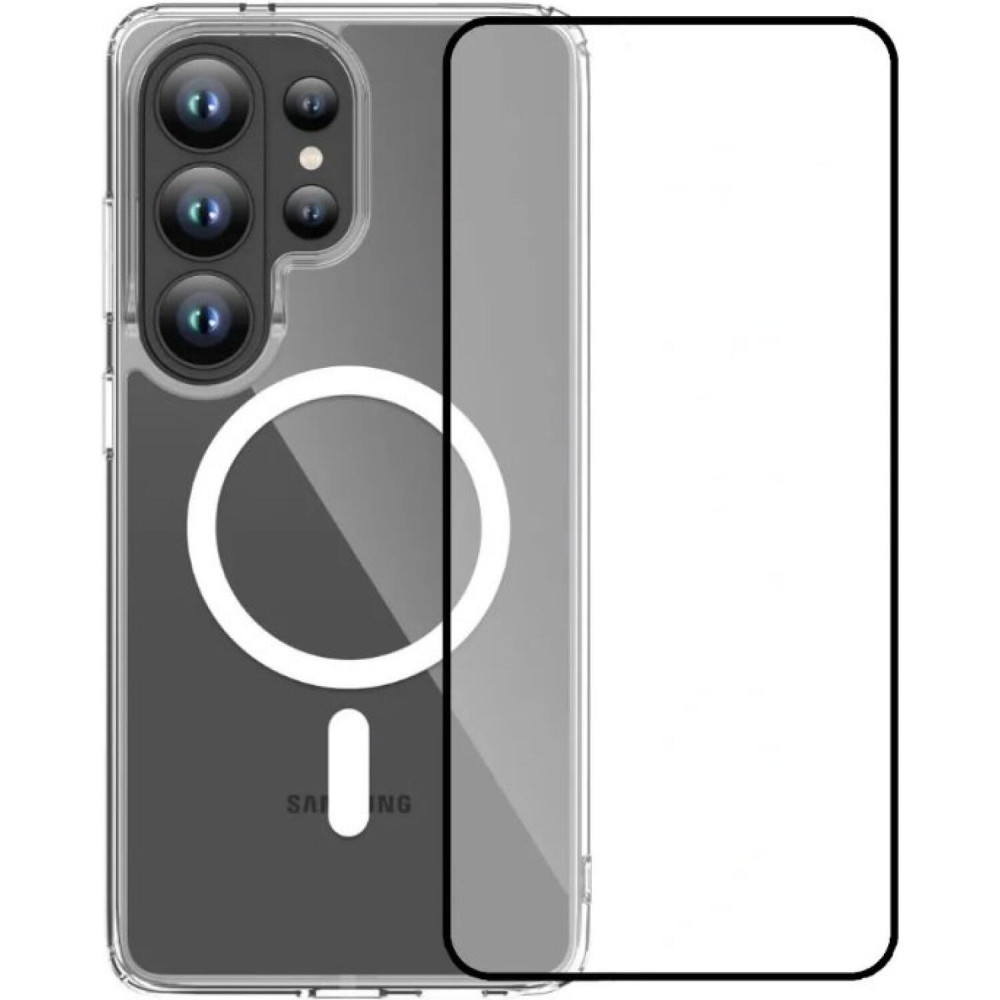 Θήκη & Tempered Glass Samsung Galaxy S26 Ultra Vivid Set MagSafe Acrylic Case Σετ Διάφανη Σκληρή με MagSafe & Full Face Αντιχαρακτικό Γυαλί Προστασίας Οθόνης - Transparent / Black (Vivid-Mag-TG.FF 1-26010003)