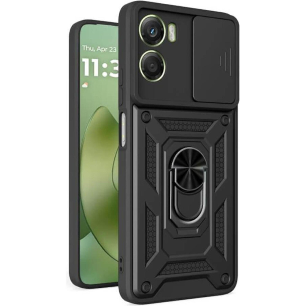 Θήκη Motorola Moto G06 Bodycell Armor Slide Ανθεκτική με Κάλυμμα για την Κάμερα & Μεταλλικό Ring Holder - Black (5206015084775)