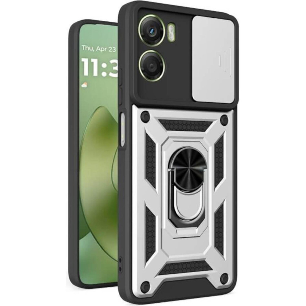 Θήκη Motorola Moto G06 Bodycell Armor Slide Ανθεκτική με Κάλυμμα για την Κάμερα & Μεταλλικό Ring Holder - Silver (5206015084799)