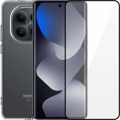 Θήκη & Tempered Glass Xiaomi Redmi Note 15 4G Vivid Set TPU Case Σετ Διάφανη Σιλικόνης & Full Face Αντιχαρακτικό Γυαλί Προστασίας Οθόνης - Transparent / Black (VI-TPU-TG.FF 1-26010003)